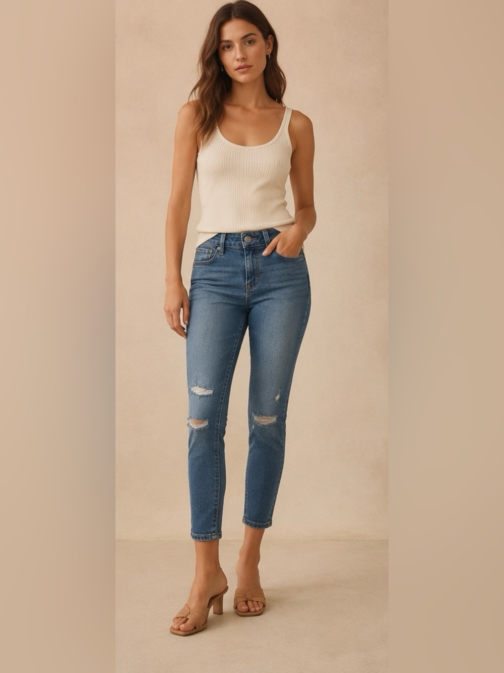 PAIGE Verdugo Ankle Jeans Womens Size 27 Blue Distressed Skinny Denim